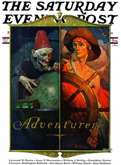 Norman Rockwell Saturday Evening Post Adventurers 1928_04_14 | The Saturday Evening Post Graphic Art Covers 1892-1930