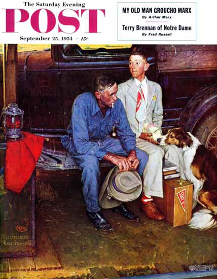 Norman Rockwell Saturday Evening Post Breaking Home Ties 1954_09_25 | The Saturday Evening Post Graphic Art Covers 1931-1969