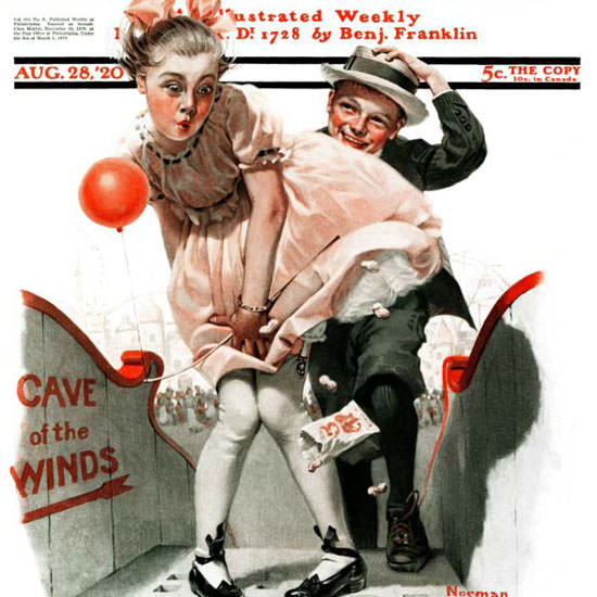 Norman Rockwell Saturday Evening Post Cave 1920_08_28 Copyright crop | Best of 1920s Ad and Cover Art