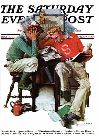 Norman Rockwell Saturday Evening Post Cramming 1931_06_13 | 400 Norman Rockwell Magazine Covers 1913-1963