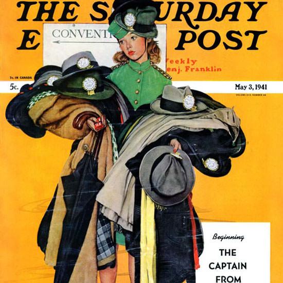 Norman Rockwell Saturday Evening Post Hat 1941_05_03 Copyright crop | Best of 1940s Ad and Cover Art