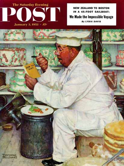 Norman Rockwell Saturday Evening Post How to Diet 1953_01_03 | The Saturday Evening Post Graphic Art Covers 1931-1969
