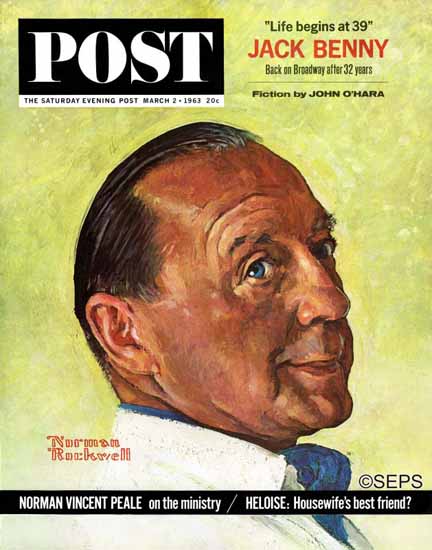 Norman Rockwell Saturday Evening Post Jack Benny 1963_03_02 | The Saturday Evening Post Graphic Art Covers 1931-1969