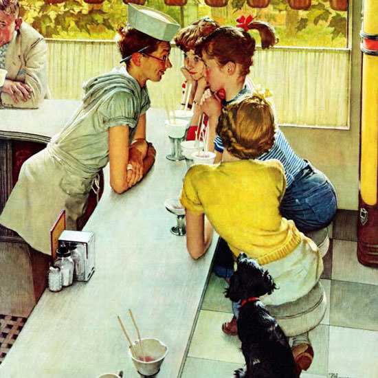 Norman Rockwell Saturday Evening Post Jerk 1953_08_22 Copyright crop | Best of Vintage Cover Art 1900-1970