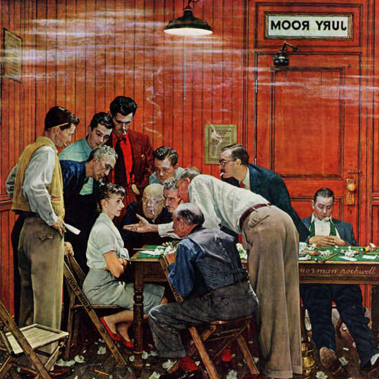 Norman Rockwell Saturday Evening Post Jury 1959_02_14 Copyright crop | Best of 1950s Ad and Cover Art