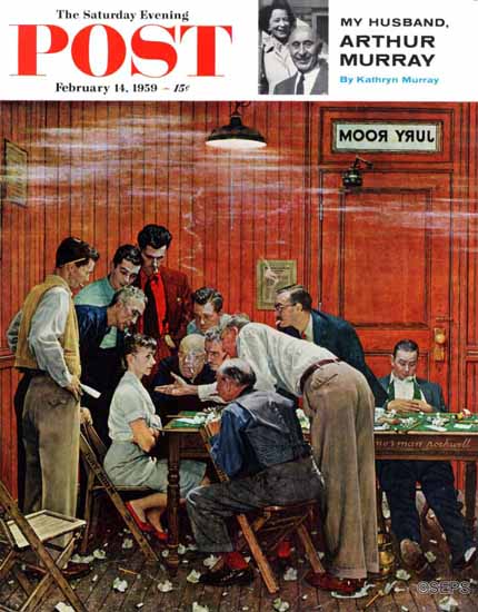 Norman Rockwell Saturday Evening Post Jury or Holdout 1959_02_14 | The Saturday Evening Post Graphic Art Covers 1931-1969