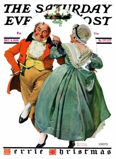 Norman Rockwell Saturday Evening Post Merrie Christmas 1928_12_08 | The Saturday Evening Post Graphic Art Covers 1892-1930