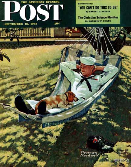Norman Rockwell Saturday Evening Post On Leave 1945_09_15 | The Saturday Evening Post Graphic Art Covers 1931-1969