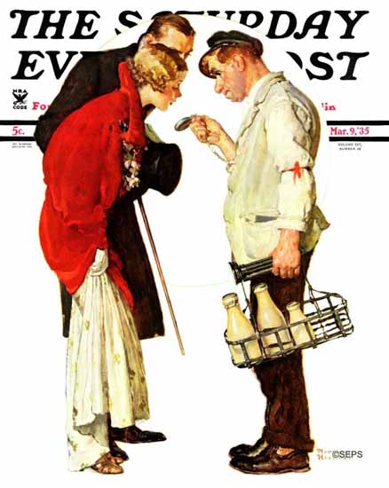Norman Rockwell Saturday Evening Post Partygoers 1935_03_09 | 400 Norman Rockwell Magazine Covers 1913-1963