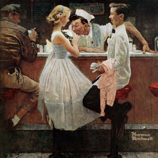 Norman Rockwell Saturday Evening Post Prom 1957_05_25 Copyright crop | Best of Vintage Cover Art 1900-1970