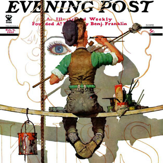 Norman Rockwell Saturday Evening Post Sign 1935_02_09 Copyright crop | Best of 1930s Ad and Cover Art