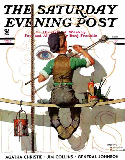 Norman Rockwell Saturday Evening Post Sign Painter 1935_02_09 | The Saturday Evening Post Graphic Art Covers 1931-1969