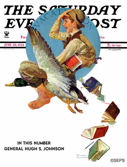 Norman Rockwell Saturday Evening Post Summer Vacation 1934_06_30 | The Saturday Evening Post Graphic Art Covers 1931-1969