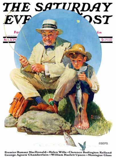 Norman Rockwell Saturday Evening Post The Catch 1929_08_03 | 400 Norman Rockwell Magazine Covers 1913-1963