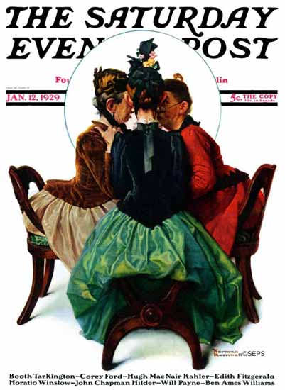 Norman Rockwell Saturday Evening Post The Gossips 1929_01_12 | The Saturday Evening Post Graphic Art Covers 1892-1930