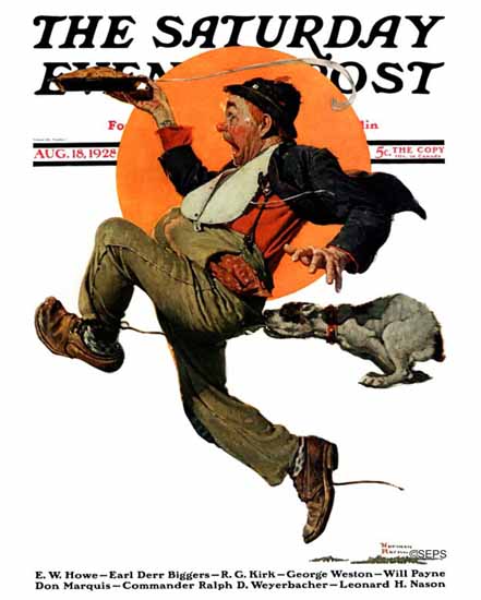 Norman Rockwell Saturday Evening Post Tramp on the Run 1928_08_18 | The Saturday Evening Post Graphic Art Covers 1892-1930