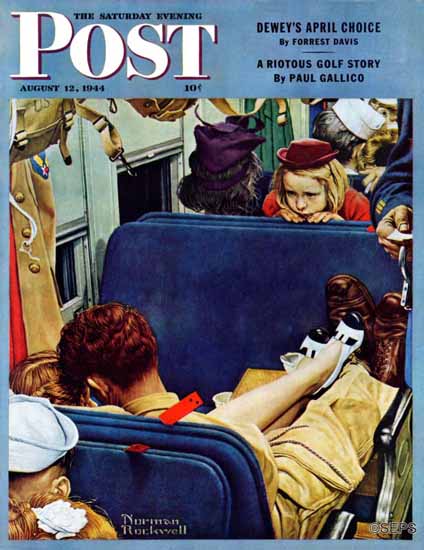 Norman Rockwell Saturday Evening Post Travel Experience 1944_08_12 | The Saturday Evening Post Graphic Art Covers 1931-1969