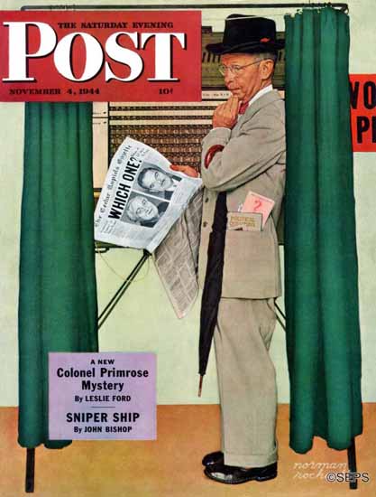 Norman Rockwell Saturday Evening Post Undecided 1944_11_04 | The Saturday Evening Post Graphic Art Covers 1931-1969