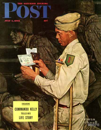 Norman Rockwell Saturday Evening Post War Bond 1944_07_01 | The Saturday Evening Post Graphic Art Covers 1931-1969