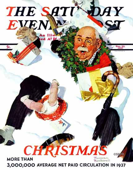 Norman Rockwell Saturday Evening Post White Christmas 1937_12_25 | The Saturday Evening Post Graphic Art Covers 1931-1969