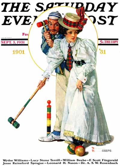 Norman Rockwell Saturday Evening Post Wicket Thoughts 1931_09_05 | The Saturday Evening Post Graphic Art Covers 1931-1969