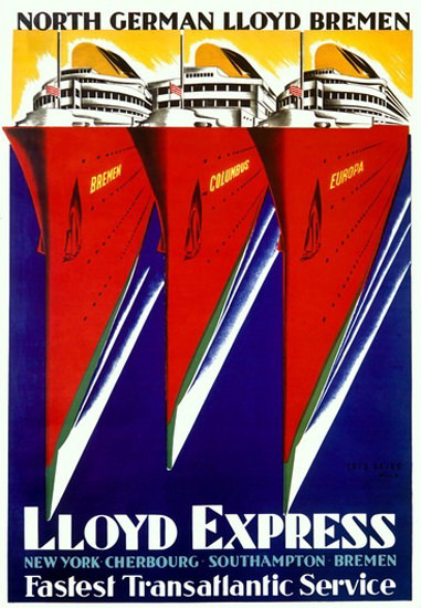 North German Lloyd Bremen Express Columbus | Vintage Travel Posters 1891-1970