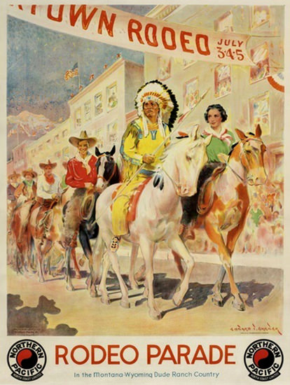 Northern Pacific Rodeo Parade Montana Wyoming | Vintage Travel Posters 1891-1970