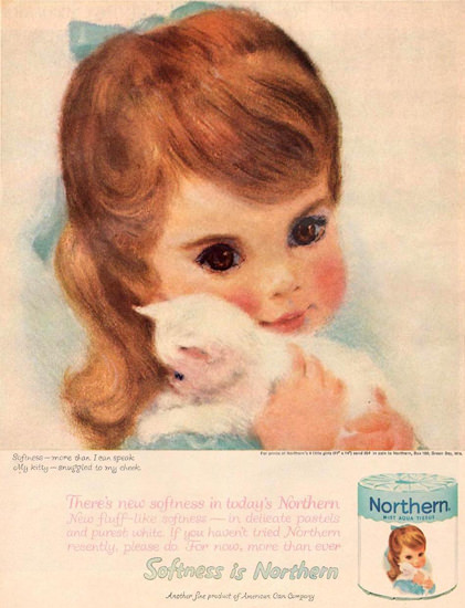 Northern Toilet Paper Girl And Little Cat 1961 | Vintage Ad and Cover Art 1891-1970