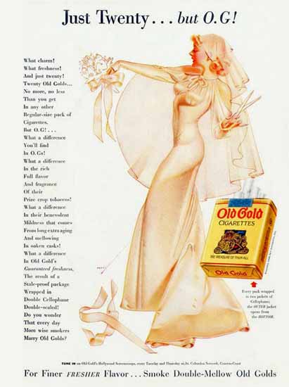 Old Gold Just Twenty but O G Pin-Up Girl George Petty Sex Appeal | Sex Appeal Vintage Ads and Covers 1891-1970