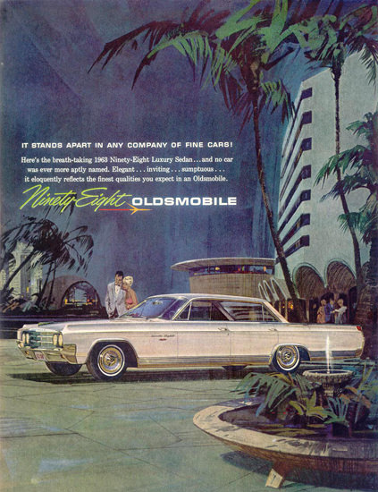 Oldsmobile Ninety-Eight Luxery Sedan Night 1963 | Vintage Cars 1891-1970