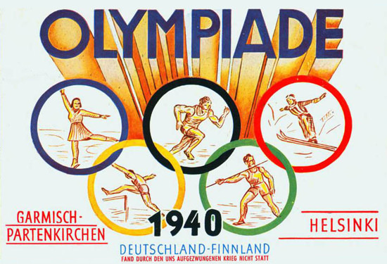 Olympic Games Garmisch 1940 Cancelled WW2 | Vintage War Propaganda Posters 1891-1970