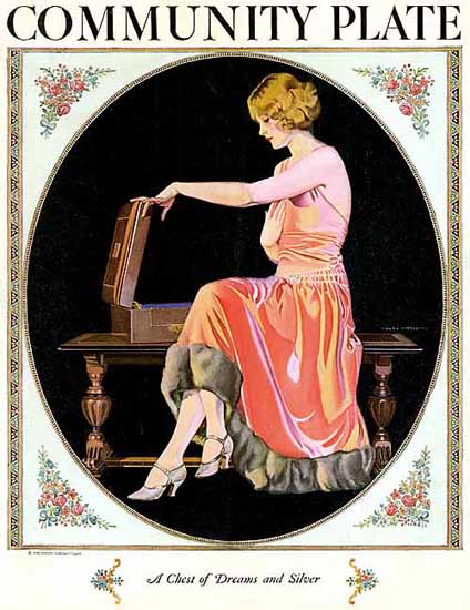 Oneida Community Plate Chest of Dreams 1924 Coles Phillips | Sex Appeal Vintage Ads and Covers 1891-1970