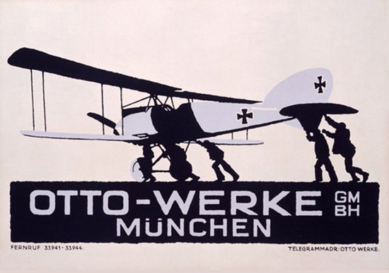 Otto Werke Muenchen Airplanes Ludwig Hohlwein | Vintage War Propaganda Posters 1891-1970