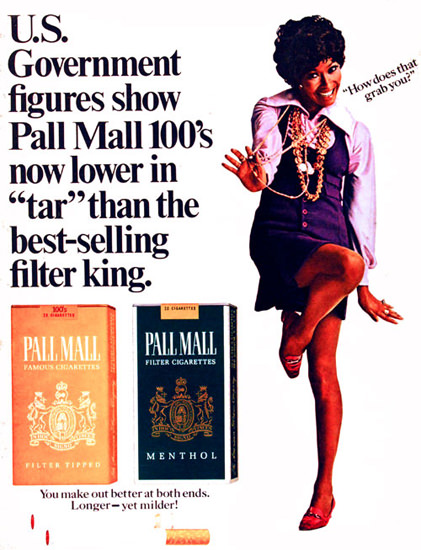 Pall Mall Cigarettes Gold 100s Grab You Girl 1969 | Sex Appeal Vintage Ads and Covers 1891-1970