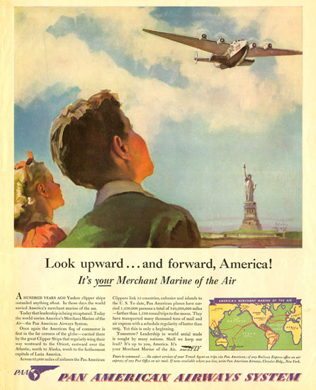 Pan American Airways Look Upward America | Vintage Travel Posters 1891-1970
