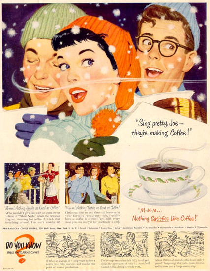 Pan-American Coffee Bureau Singing Pretty 1950 | Vintage Ad and Cover Art 1891-1970