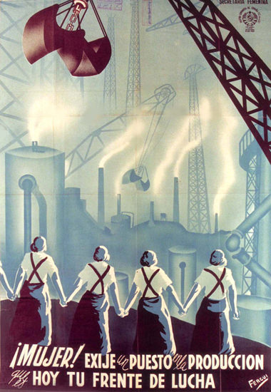 Partido Comunista De Espana Women Industry | Vintage War Propaganda Posters 1891-1970