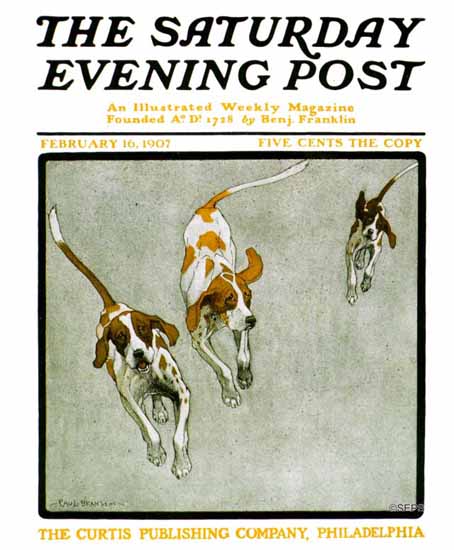Paul Bransom Saturday Evening Post Gundogs 1907_02_16 | The Saturday Evening Post Graphic Art Covers 1892-1930