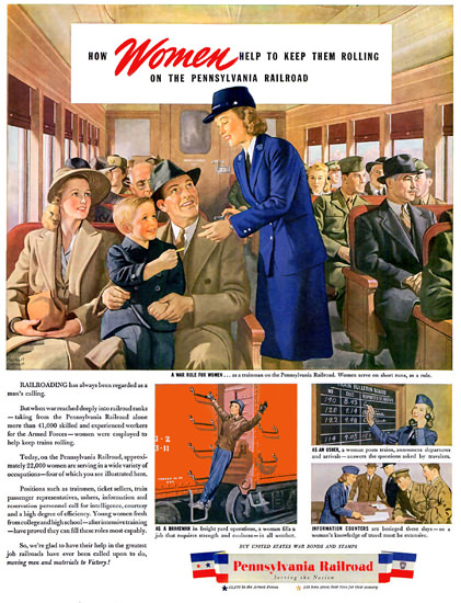 Pennsylvania Railroad Women Keep Them Rolling | Vintage Travel Posters 1891-1970