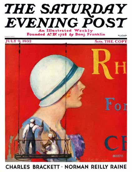 Penrhyn Stanlaws Saturday Evening Post Billboard Painters 1932_07_09 | The Saturday Evening Post Graphic Art Covers 1931-1969