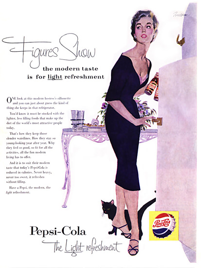 Pepsi-Cola Girl Figures Show Pepsi 1955 | Vintage Ad and Cover Art 1891-1970