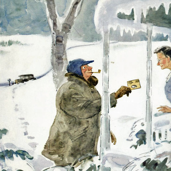 Perry Barlow The New Yorker 1945_01_27 Copyright crop | Best of Vintage Cover Art 1900-1970