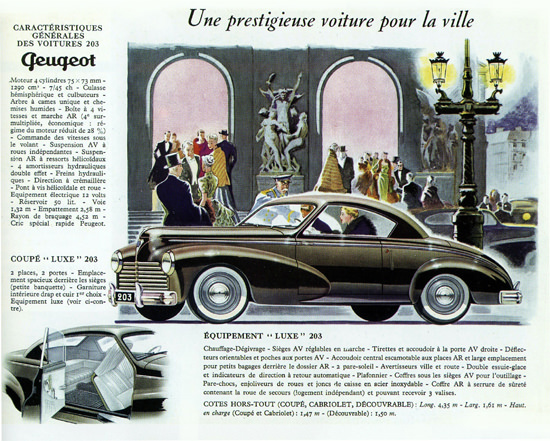 Peugeot 203 Luxe Coupe 1952 Prestige Voiture | Vintage Cars 1891-1970