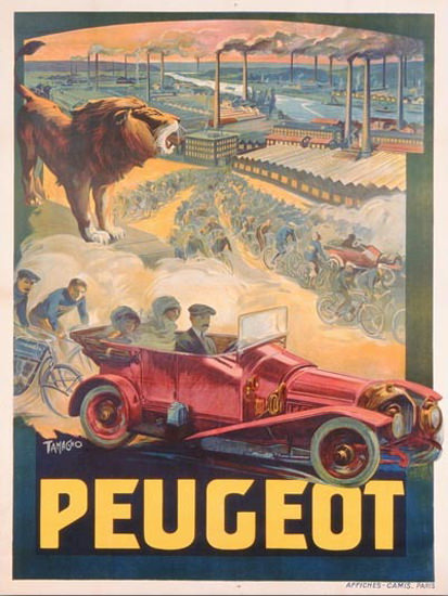 Peugeot Automobiles Affiches Camis Paris 1922 | Vintage Cars 1891-1970
