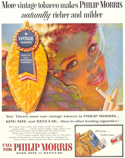 Philip Morris Cigarettes Girl 1955 | Sex Appeal Vintage Ads and Covers 1891-1970