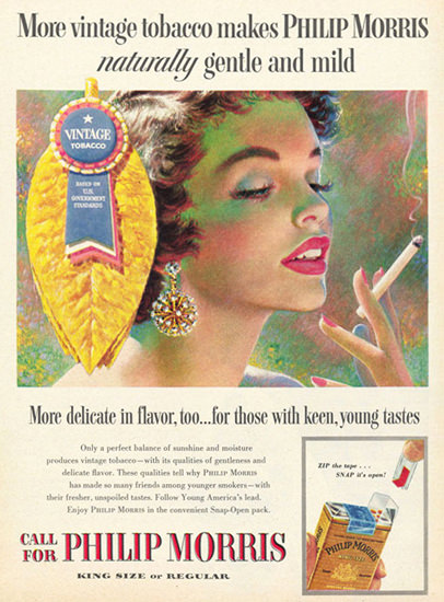 Philip Morris Cigarettes Vintage Tabacco 1955 | Sex Appeal Vintage Ads and Covers 1891-1970