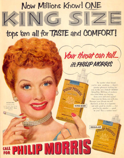 Philip Morris Lucille Bail I Love Lucy CBS 1953 | Sex Appeal Vintage Ads and Covers 1891-1970