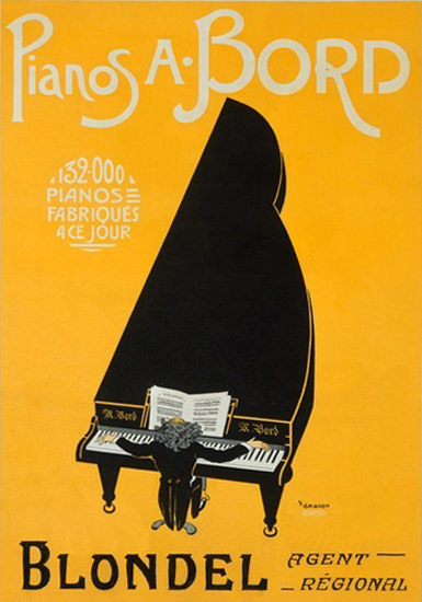 Pianos A Bord Grand Piano P F Grignon | Vintage Ad and Cover Art 1891-1970