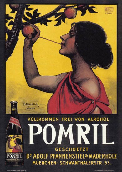 Pomril Apfelsaft Muenchen Germany Apple Juice | Sex Appeal Vintage Ads and Covers 1891-1970