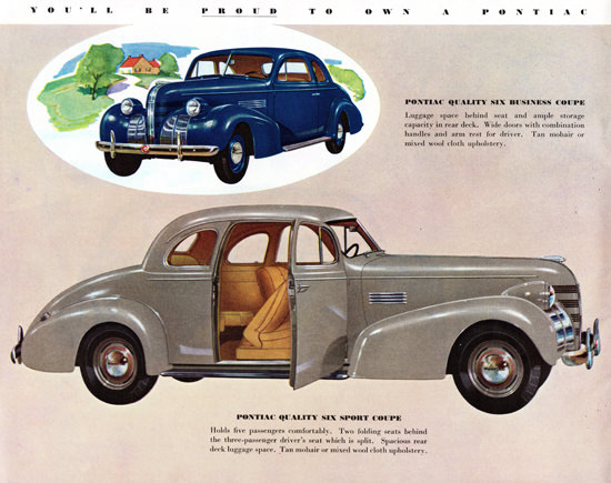 Pontiac Six Sport Coupe N Business Coupe 1939 | Vintage Cars 1891-1970